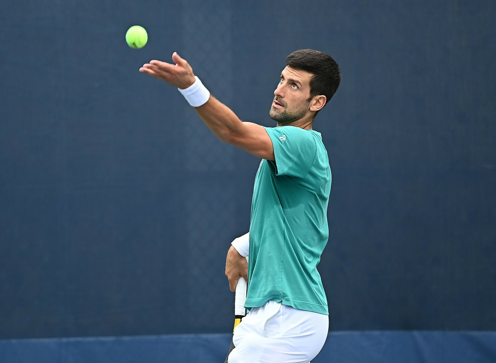 Novak Djokovic serving the ball at the US Open